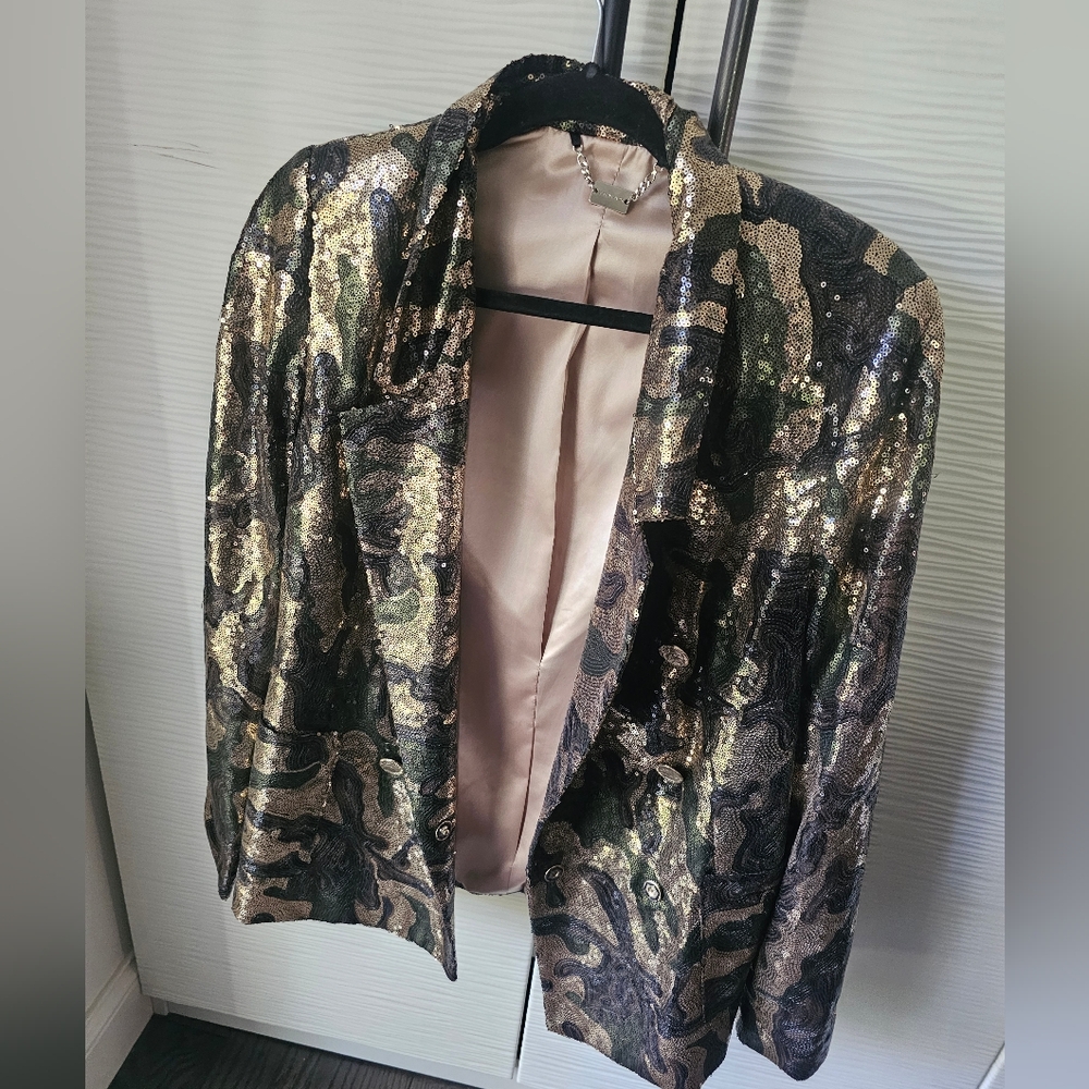 Sequin Camouflage Jacket Gold.